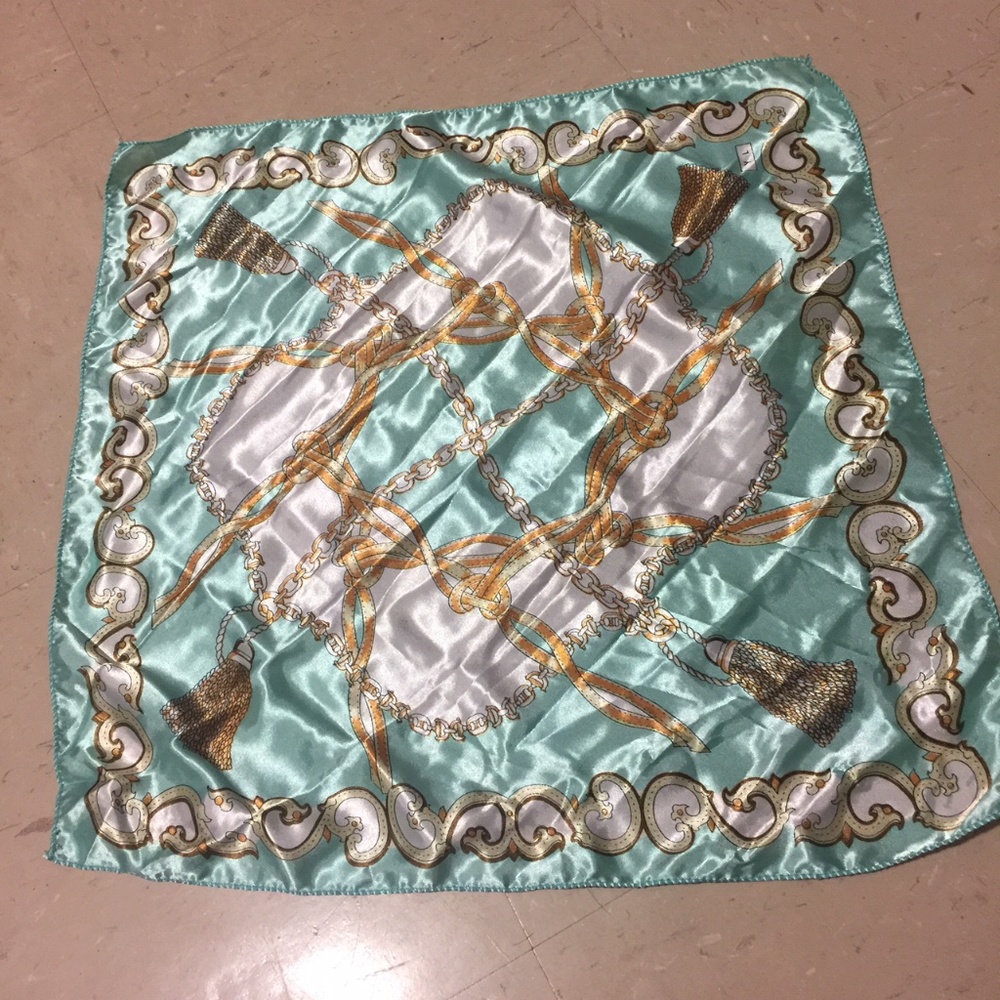 handkerchief mint chain print colorful faux silky